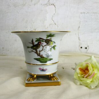 Jardiniere Nail Vase Herend Hungary Footed Paw Legs Birds Butterflies Gorgeous