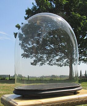 Antique Victorian Oval Hand Blown Glass Dome Globe Mantel Clock Steampunk 16.93"