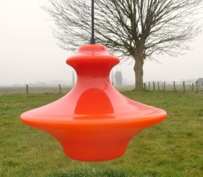 Vintage Atomic Space Age Orange Opaline Cased Glass Lamp 60's 70's Chandelier ufo