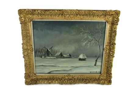 Beautiful Oil Painting on Wood  Framed  1963 WInter Landscape Gorgeous SIgned