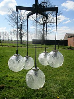 Vintage Mid Century Chrome Sputnik Chandelier lamp 5 Glass balls Lights