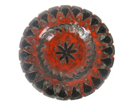 Centerpiece Bowl Dish Centerpiece Ceramic Mid Century Modern Glazed Art Pottery Signed Huy Lasiaux Belgium