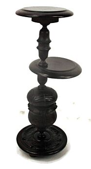 Gorgeous Ornate hand Carved Wood Display Side Table Pedestal Plant Bonsai Stand Two Tier 25.59"