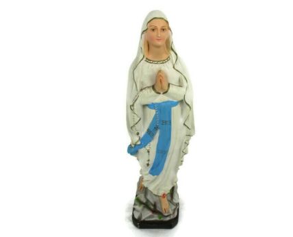 XL Virgin Mary Madonna Our Lady of Lourdes Plaster Statue Chapel French 24.8"