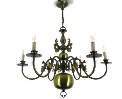 Flemish Dutch Chandelier 6 Arm Lights Seahorses Fish Sphinx Angels Country style