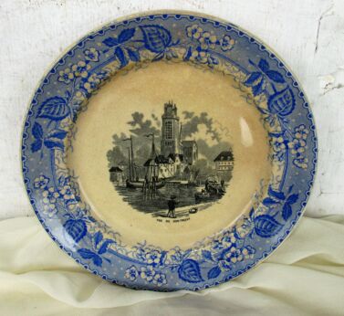 Societe Ceramique Maestricht Holland Plate Vue de Dordrecht HTF Collector