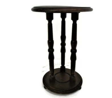 Hand Carved Wood Magnificent Pedestal Display Side Table Plant Stand Barn Country Style Very Rare 18.5 "