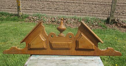 Carved Wood Pediment Ornate Overdoor Architectural Spindle Brown Paint