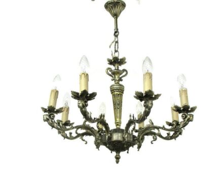 Gorgeous Chandelier Cariatides Sirens Spelter 8 arm Lights Revival Light Lamp