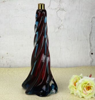 Murano Table Nightstand Lamp Two Colored Glass Cranberry Blue twisted Glass WOW