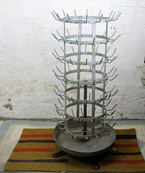 XL French Antique Champagne Wine Bottle Drying Rack Turnable 7 tier Drainer HTF