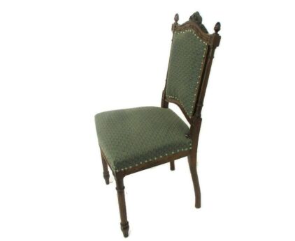 Antique Parlor Chair French Provincial Country house Barn Hobnails Fabric Ornate Carved Wood