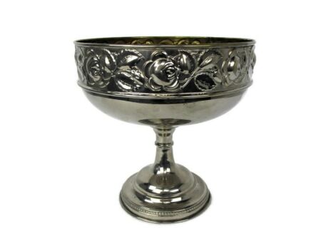 Art deco 1920s Communion dish Bowl Ciborium Tray Silver Plated Brass Catholic Church