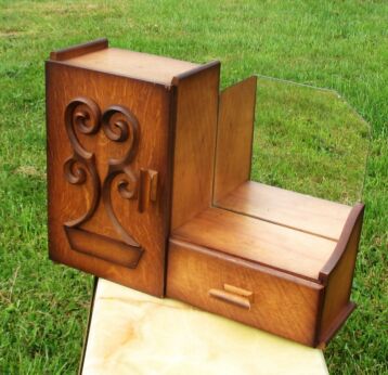 Vintage Medicine Wall Bathroom Cabinet Mirror Apothecary Carved Wood Drawer