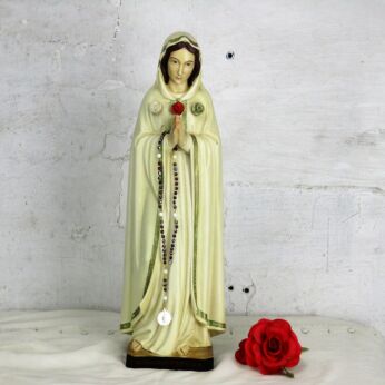 Vintage Statue Maria Rosa Mystica Montichiari 1988 Italian Plaster 18.5" HTF