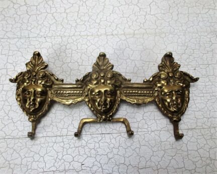 Small Ornate Towel Kitchen Bathroom Rack Brass Mythical Figures 4 Hooks