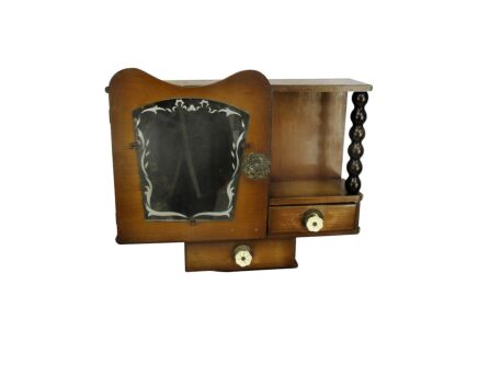 Double Wooden Apothecary Bathroom Medicine Wall Kitchen Cabinet Art Deco Ornate Bobbin Trim