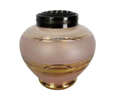 Art Deco Vase Etched Flower Holder Pique-fleurs Gorgeous Pink Gold Gilded Marked