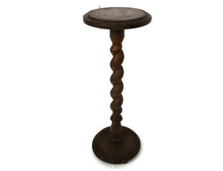 Large Barley Twist Wooden Side Wine Display Table Pedestal Plant Bonsai Flower Stand Barn Country Style 29.13"