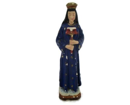 Mini Statue Madonna Notre Dame de Pontmain French France Virgin Mary HTF Collector Extremely Rare Plaster Figurine