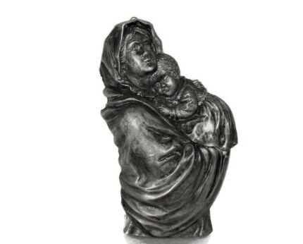 Wall Plaque Virgin Mary Madonna Holy Mother Infant Jesus 3 D Bas High relief Madonna delle strada Silver colored Gorgeous