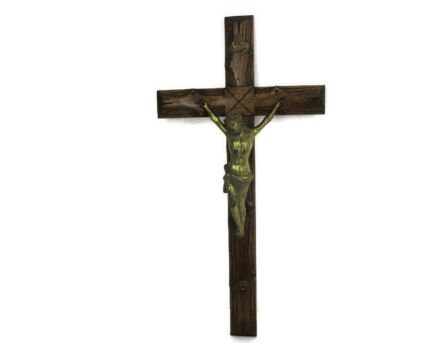 Large Gorgeous Wall Hanging Crucifix Cross Jesus Christ Brass Corpus 27.55"