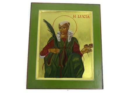 Vintage Wooden Icon Magnificat Hand Painted  On wood Saint Lucia of Syracuse Patron saint of the Blind