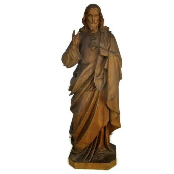 Large Hand Carved Wooden German Statue Jesus Christ H. Heart Alois Schmid HTF