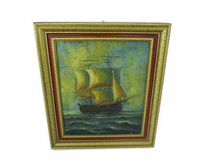 Oil Painting Canvas Framed   Sailing Boat Signed Lucas