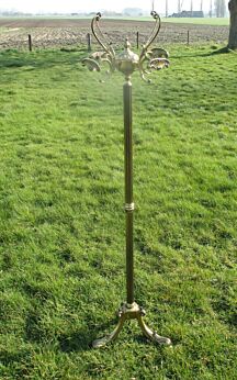 Antique Hall Tree Brass Coat Hat Rack Standing Floor Stunning