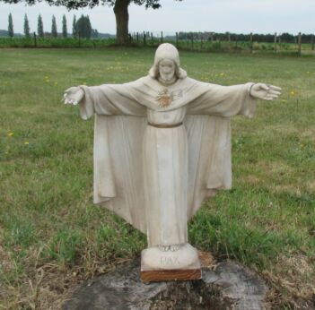 Large Vintage Jesus Christ Plaster Statue Chalkware Removable Hands White 19.69"