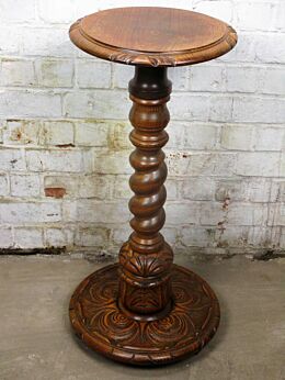 Ornate Carved wood Barley Twist Pedestal Display Table Plant Stand 30.70"