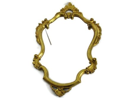 Large Ornate Oval Wood Wall Hanging Mirror Hollywood Regency Rococo Stunning