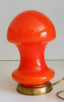 Spage Age 60s Italian Orange Cased Glass mushroom Lamp Era Mazzega Vistosi Mod