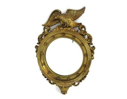 Lovely Ornate Oval Resin Wall Hanging Mirror Eagle Syroco inc Usa Plastic