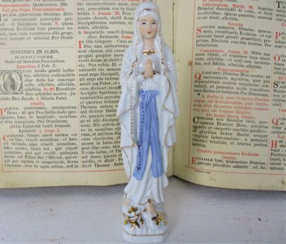 Porcelain Statue Virgin Mary Sitting Madonna Our LadyBlue Glazed Gorgeous