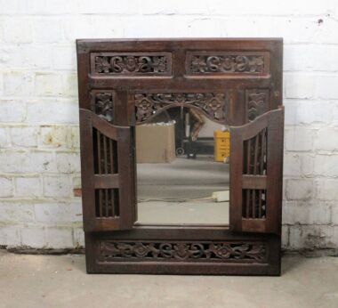 Art Deco Nouveau Oval Mirror Beveled glass Wooden Frame Vanity Dresser