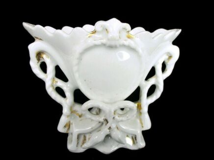 Antique French Porcelain Fan Flair Bridal Vase Flowers Lovely 4.13"