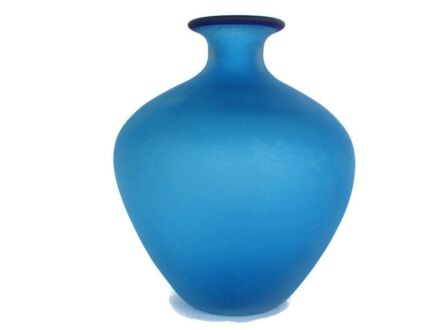 Linea Padovan Marked Vintage Venice  Art Glass Italian Murano Vase Blue