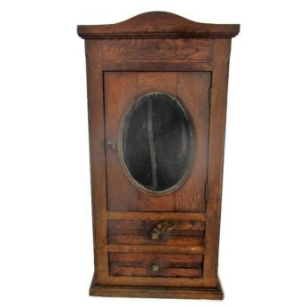 Gorgeous Kitchen Apothecary Bathroom Wall Cabinet Oval Beveled Mirror Inlay Oak