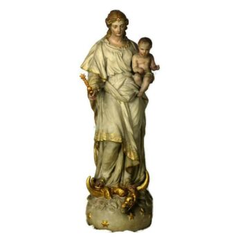 Antique 1850 plaster Church Statue Virgin Mary Infant Crescent Moon Snake 26.37"