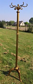 Ornate Brass Vintage Coat Rack Hall Tree Stand Floor Hollywood Regency Elegant