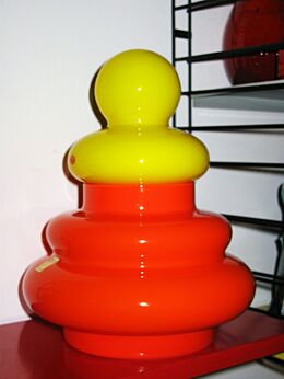Funky Italian Empoli Opal Pop Art Glass Vase era Space Age Panton Vistosi