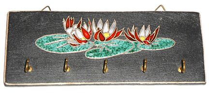 Vintage one Ruscha Ceramic Towel Hanger Key Holder Fish Deer Ducks Lily