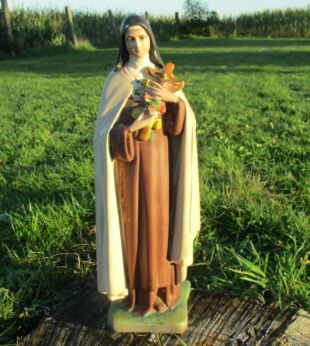 Vintage Statuette Plaster Chalkware St Therese of Liseaux Sancta Teresa 15.94"