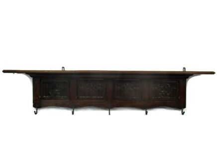 XL Gothic Hand Carved Wood Oak Coat Hat Rack Abstract Gothic Pattern Gorgeous