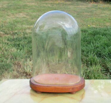 Vintage Oval Pressed Glass Globe Dome Cloche Display Hand blown Clock 11.22"