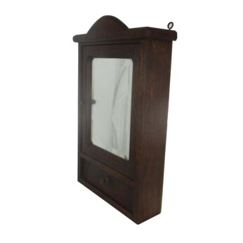 Vintage Kitchen Apothecary Medicine Bathroom Wall Cabinet Special Drawer Oak Beveled Glass Mirror