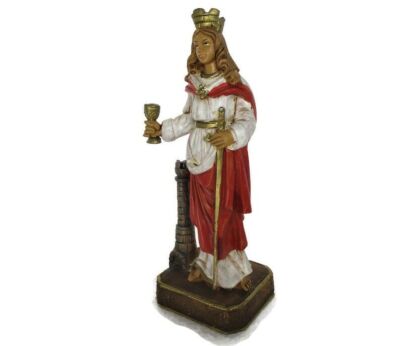 Statue Saint St Barbara of Nicomedië Tower Patron of Firemen Hard Plastic Italy Collector Polychrome 7.87"