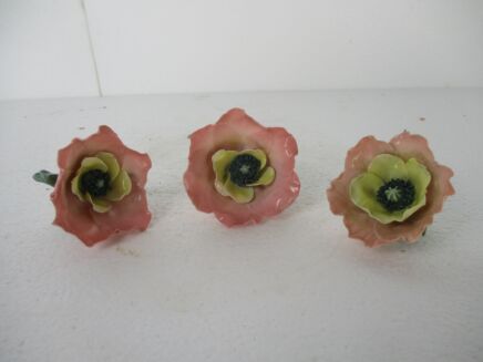 set of 3 Porcelain Roses Herend Style Pink Flowers Lovely Delicate